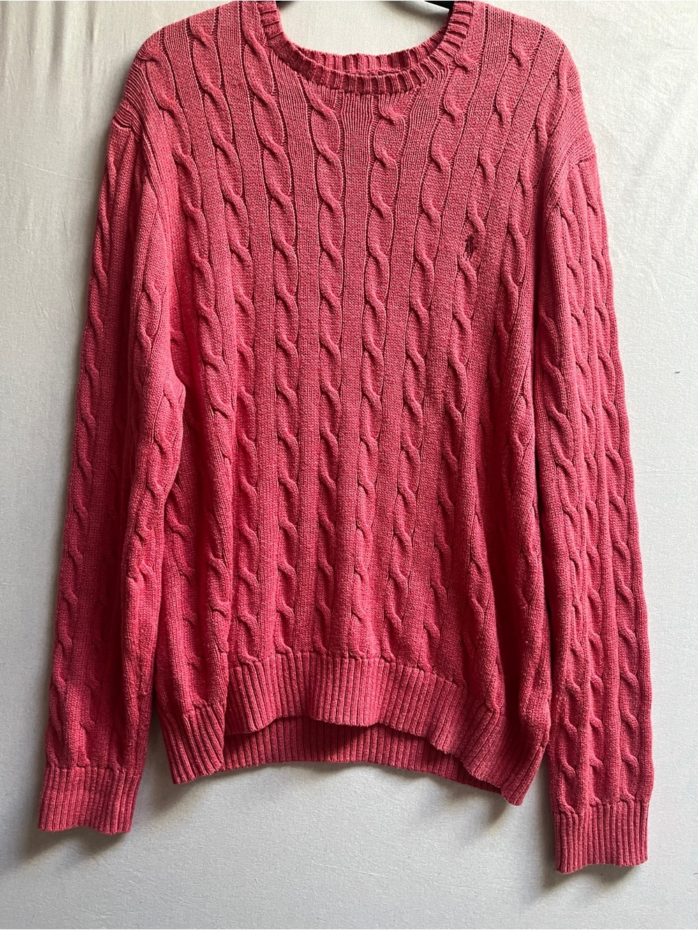 Ralph Lauren Cable Knit Crewneck Sweater Coral XL - 100% Cotton